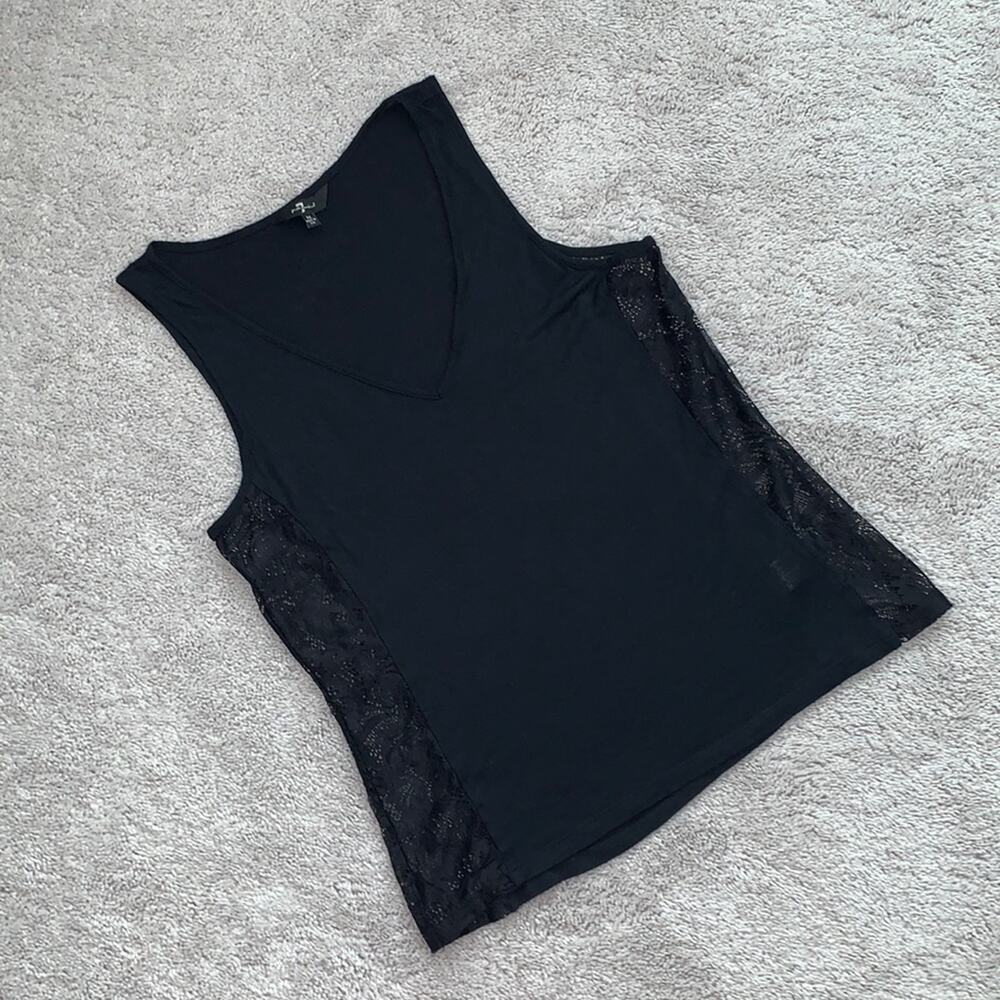 7 For All Mankind Black Sheer Tank Top Lace M